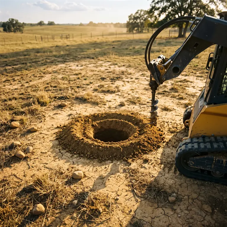 A clean round fresh post hole drilled from directly above