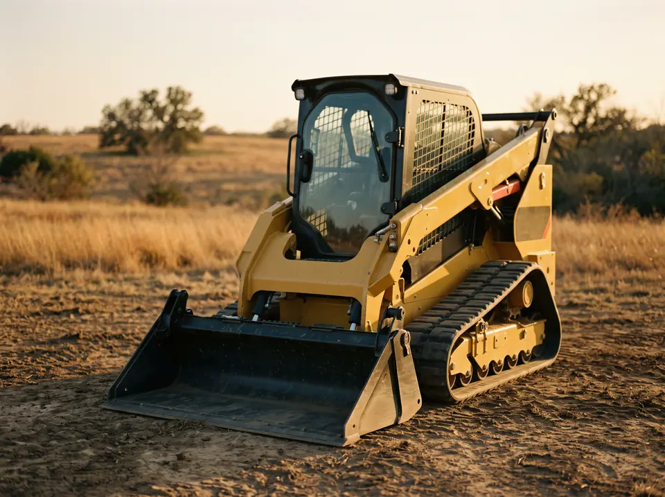 Dirt bucket attachment on the compact track loader